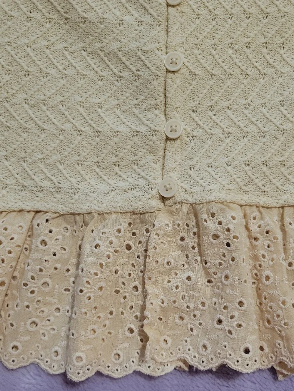 H&M Cream Eyelet Peplum Cardigan